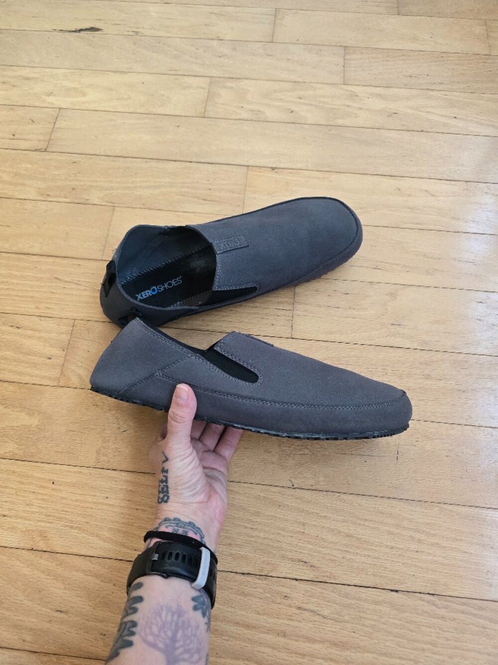 Xero Shoes | Sunrise Charcoal Grey Monochrome Barefoot Slip On Loafers Mens 12
